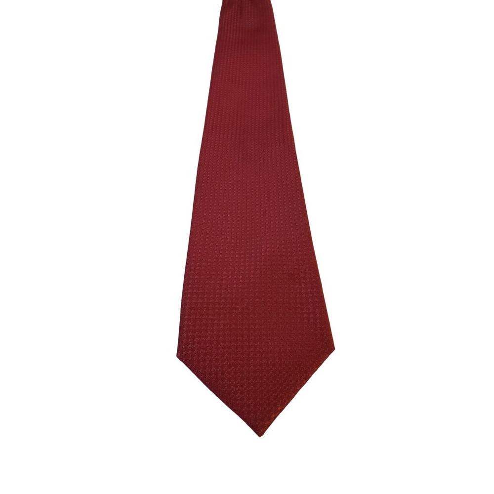 David Taylor 100% Polyester Tie Red Embroidered Geometric‎ Necktie Church Golf